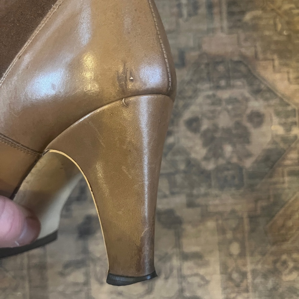 Vintage Brown Leather and Suede Boots Sz 8 - Picture 8 of 14